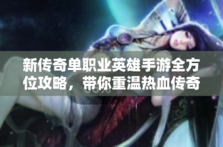 新传奇单职业英雄手游全方位攻略，带你重温热血传奇的荣耀之旅