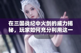 在三国战纪中火剑的威力揭秘，玩家如何充分利用这一强力武器