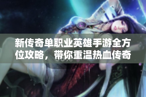 新传奇单职业英雄手游全方位攻略，带你重温热血传奇的荣耀之旅